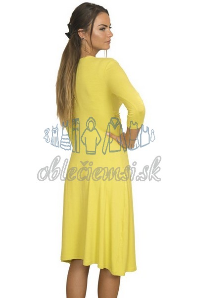 Midi šaty s 3-4 rukávom – žltá 2