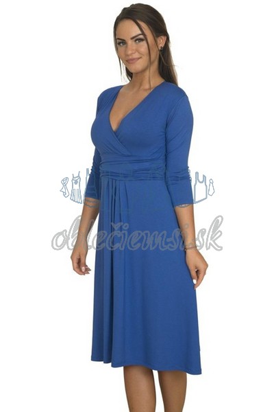 midi šaty s 3-4 rukávom – kobaltovo-modrá 1