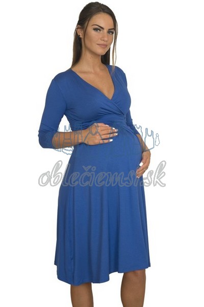 midi šaty s 3-4 rukávom – kobaltovo-modrá 2