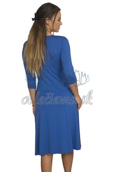 midi šaty s 3-4 rukávom – kobaltovo-modrá 3