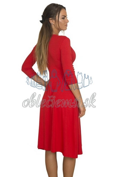 midi šaty s 3-4 rukávom – červená 2