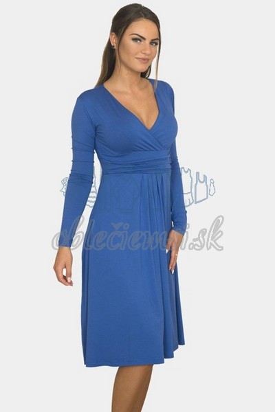 áčkové balnené šaty s riasením – modrá 1