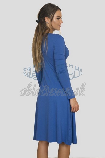 áčkové balnené šaty s riasením – modrá 2