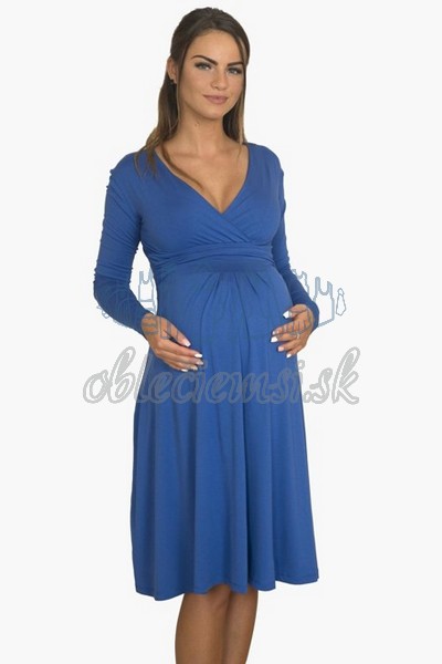 áčkové balnené šaty s riasením – modrá 3