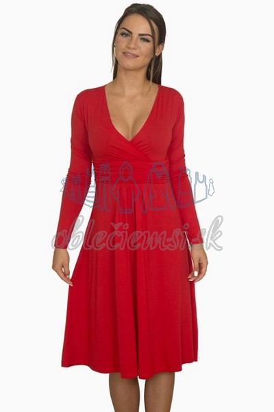áčkové balnené šaty s riasením – červená 1