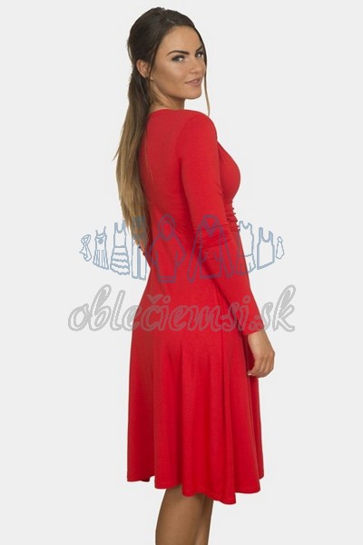áčkové balnené šaty s riasením – červená 2