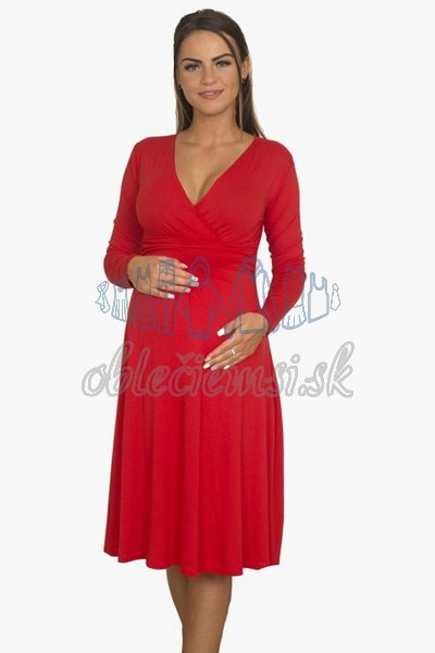 áčkové balnené šaty s riasením – červená 3
