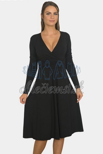 áčkové balnené šaty s riasením – čierna 1