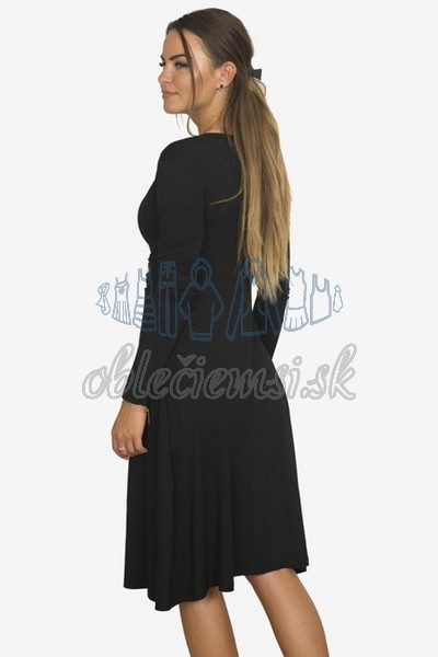 áčkové balnené šaty s riasením – čierna 2