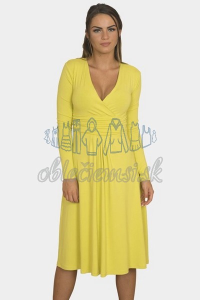 áčkové balnené šaty s riasením – žltá 1