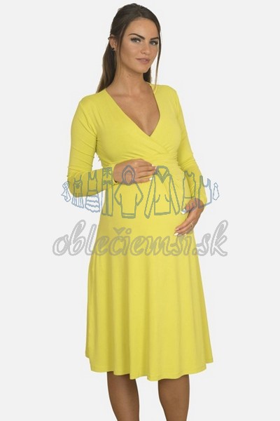 áčkové balnené šaty s riasením – žltá 3